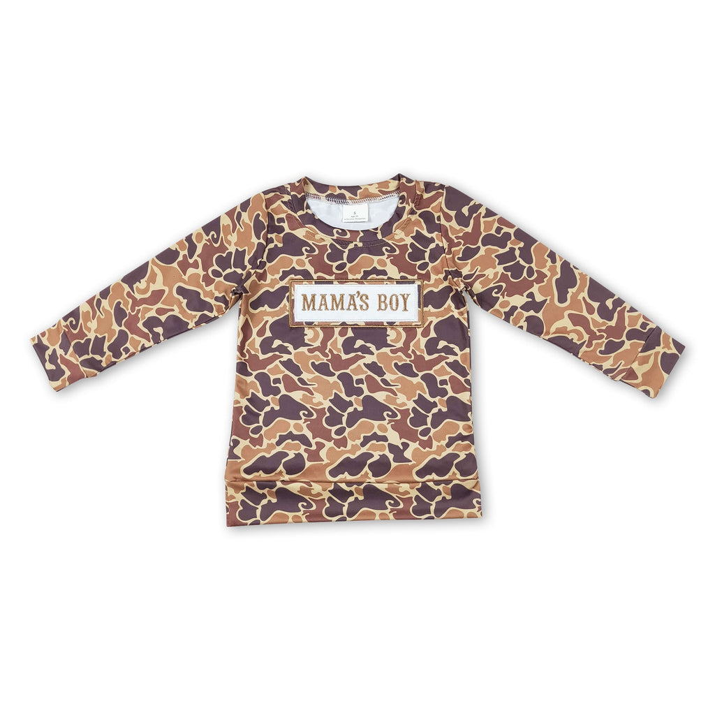 Mama's boy camo long sleeves toddler kids shirt