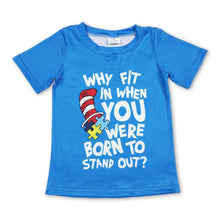 Load image into Gallery viewer, Blue short sleeves cat hat kids boy T-shirt