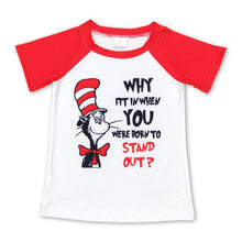 Load image into Gallery viewer, Red short sleeves cat hat stand out kids boy raglan