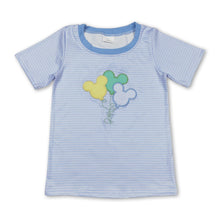 Load image into Gallery viewer, Light blue stripe mouse balloon kids boy shirt