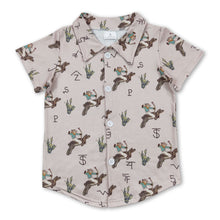 Load image into Gallery viewer, Short sleeves cactus bunny kids button down shirt