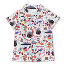 Load image into Gallery viewer, Short sleeves mouse koala sailboat boys button down shirt