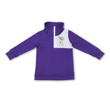 Load image into Gallery viewer, Purple plaid dog kids boys mardi gras pullover