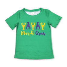 Load image into Gallery viewer, Green short sleeves mardi gras crawfish baby kids shirt