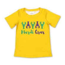 Load image into Gallery viewer, Yellow short sleeves mardi gras crawfish baby kids shirt