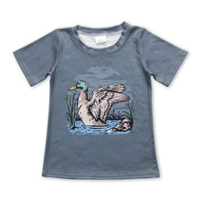Load image into Gallery viewer, Green short sleeves duck kids boys hunting shirt
