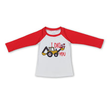 Load image into Gallery viewer, I dig you heart excavator boys valentines shirt
