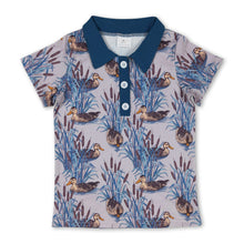 Load image into Gallery viewer, Blue short sleeves duck kids boys polo shirt