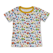 Load image into Gallery viewer, Yellow short sleeves constructions kids boys shirt