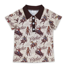 Load image into Gallery viewer, Short sleeves khaki rodeo kids boys polo shirt