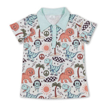 Load image into Gallery viewer, Short sleeves dinosaur beach kids boys summer polo shirt