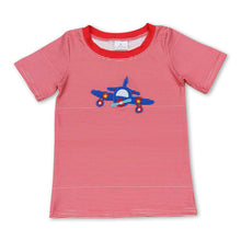 Load image into Gallery viewer, Red stripe helicopter kids boys summer shirt