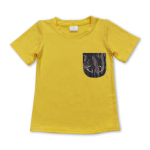 Load image into Gallery viewer, Yellow short sleeves deer camo pocket boys shirt