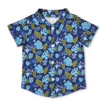 Load image into Gallery viewer, Blue koala shor sleeves boys button down shirt