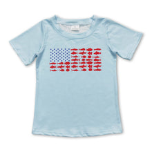 Load image into Gallery viewer, Short sleeves stars fish flag boys 4th of july shirt