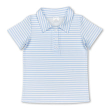 Load image into Gallery viewer, Short sleeves light blue stripe kids boys polo shirt