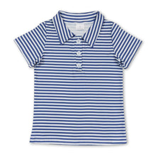 Load image into Gallery viewer, Short sleeves blue stripe kids boys polo shirt