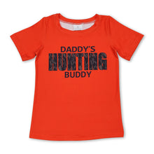 Load image into Gallery viewer, Short sleeves orange daddy's hunting buddy boys shirt