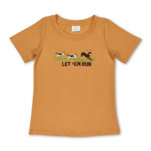 Load image into Gallery viewer, Short sleeves let 'em run deer baby boys shirt