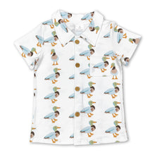 Load image into Gallery viewer, Short sleeves duck kids boy button down shirt