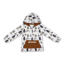 Load image into Gallery viewer, Long sleeves brown deer tree pocket zipper boys hoodie
