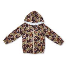 Load image into Gallery viewer, Long sleeves brown camo duck kids boys zipper hoodie jacket