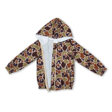 Load image into Gallery viewer, Long sleeves brown camo duck kids boys zipper hoodie jacket