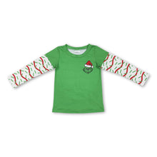 Load image into Gallery viewer, Green face long sleeves Christmas baby kids shirt