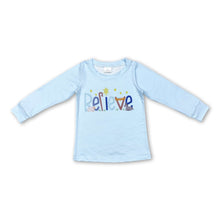 Load image into Gallery viewer, Long sleeves believe kids boys Christmas shirt