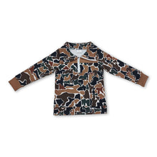 Load image into Gallery viewer, Long sleeves brown camo kids boys zipper pullover