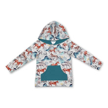 Load image into Gallery viewer, Long sleeves horse baby kids pocket hoodie