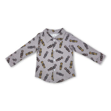 Load image into Gallery viewer, Grey long sleeves camo duck call kids button down shirt