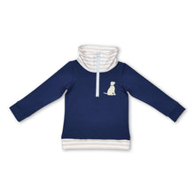 Load image into Gallery viewer, Long sleeves navy stripe dog kids boys zip pullover