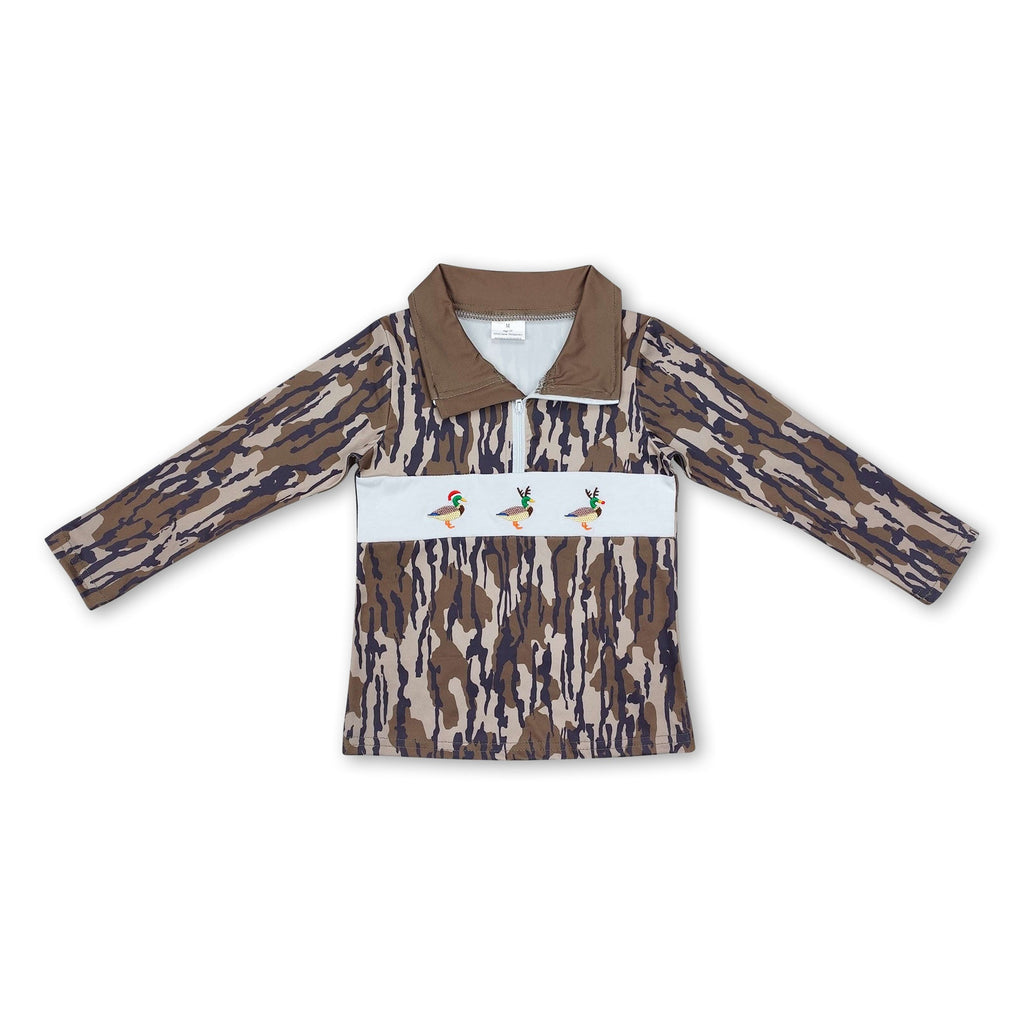 Camo duck kids boys Christmas zip pullover