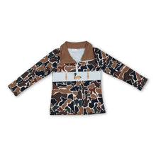 Load image into Gallery viewer, Brown camo duck  call kids boys hunting zip pullover