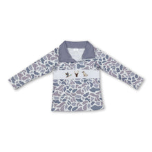 Load image into Gallery viewer, Grey camo duck deer dog kids boys hunting zip pullover