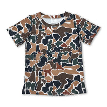 Load image into Gallery viewer, Brown camo short sleeves kids boys shirt