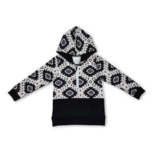 Load image into Gallery viewer, Long sleeves black aztec kids western hoodie