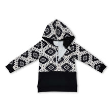 Load image into Gallery viewer, Long sleeves black aztec kids western hoodie