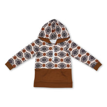 Load image into Gallery viewer, Long sleeves brown aztec kids western hoodie