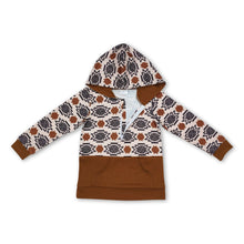 Load image into Gallery viewer, Long sleeves brown aztec kids western hoodie