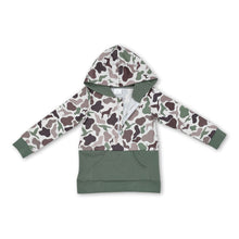 Load image into Gallery viewer, Long sleeves duck dog camo pocket kids hunting hoodie