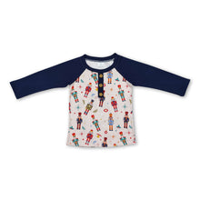 Load image into Gallery viewer, Navy long sleeves king kids boys Christmas shirt