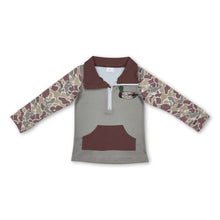 Load image into Gallery viewer, Green camo duck pocket baby boy zip pullover