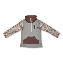 Load image into Gallery viewer, Green camo duck pocket baby boy zip pullover
