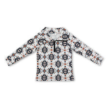 Load image into Gallery viewer, White long sleeves aztec kids boys western zip pullover