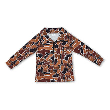 Load image into Gallery viewer, Long sleeves brown camo boys hunting zip pullover