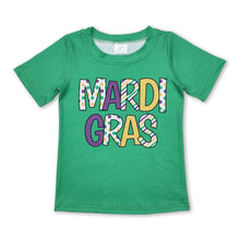 Load image into Gallery viewer, Short sleeves green mardi gras kids boys shirt