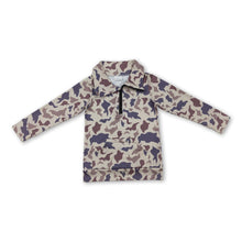Load image into Gallery viewer, Long sleeves khaki camo pocket kids zip pullover