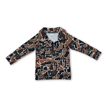 Load image into Gallery viewer, Long sleeves brown camo pocket kids zip pullover